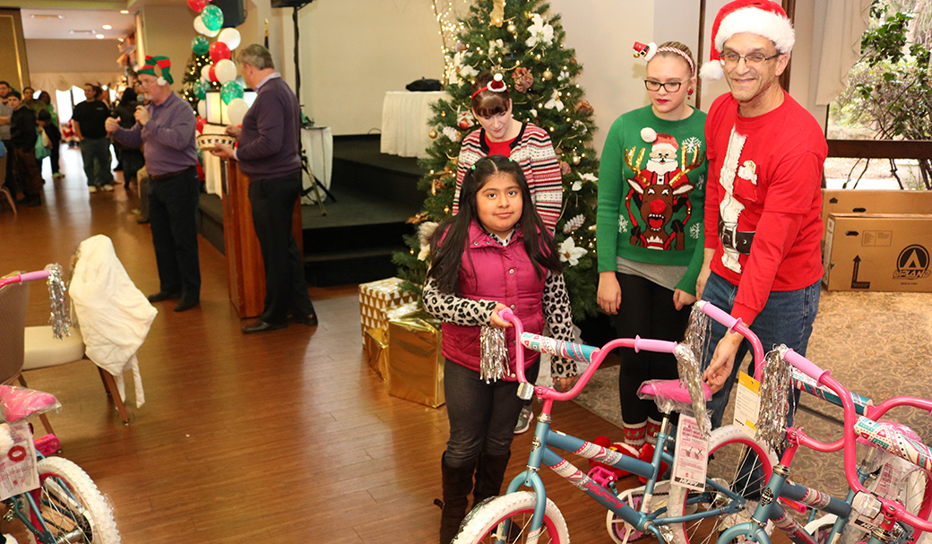 Bikes lined up for a Pop’s Dream giveaway